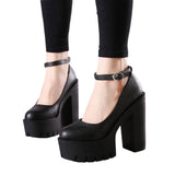 Gdgydh 2020 new spring autumn casual high-heeled shoes sexy ruslana korshunova thick heels platform pumps Black White Size 42 - Virtual Blue Store