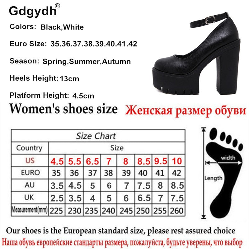Gdgydh 2020 new spring autumn casual high-heeled shoes sexy ruslana korshunova thick heels platform pumps Black White Size 42 - Virtual Blue Store
