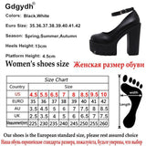 Gdgydh 2020 new spring autumn casual high-heeled shoes sexy ruslana korshunova thick heels platform pumps Black White Size 42 - Virtual Blue Store