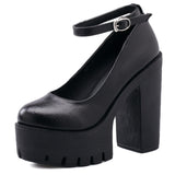 Gdgydh 2020 new spring autumn casual high-heeled shoes sexy ruslana korshunova thick heels platform pumps Black White Size 42 - Virtual Blue Store