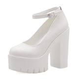 Gdgydh 2020 new spring autumn casual high-heeled shoes sexy ruslana korshunova thick heels platform pumps Black White Size 42 - Virtual Blue Store