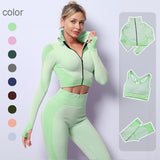 2/3PCS Seamless Women Yoga Set Workout Sportswear Gym Clothing Fitness Long Sleeve Crop Top High Waist Leggings Sports Suits