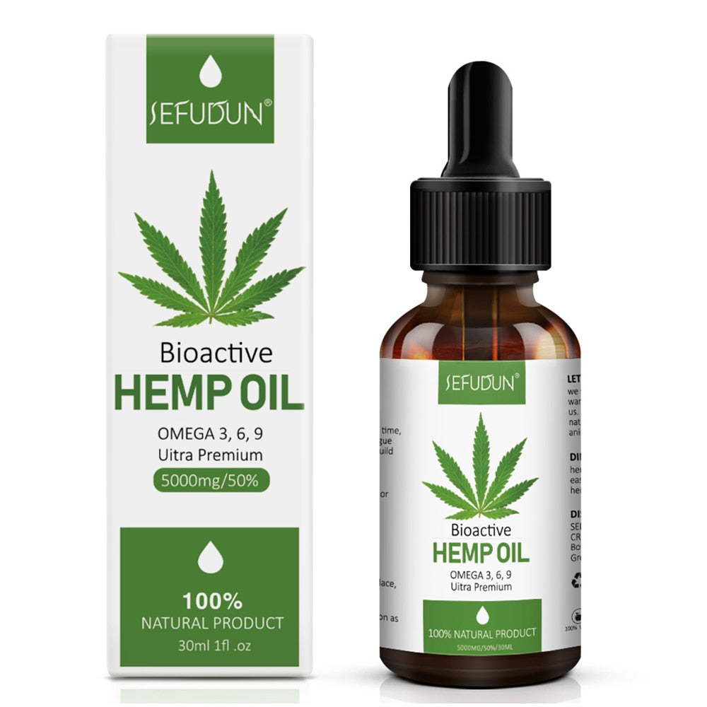 30ML 100% Premium Prue Hemp essential Oil 5000mg effective bio drop for Skin care and Relief Pain anti-anxiety and sleep better - Virtual Blue Store