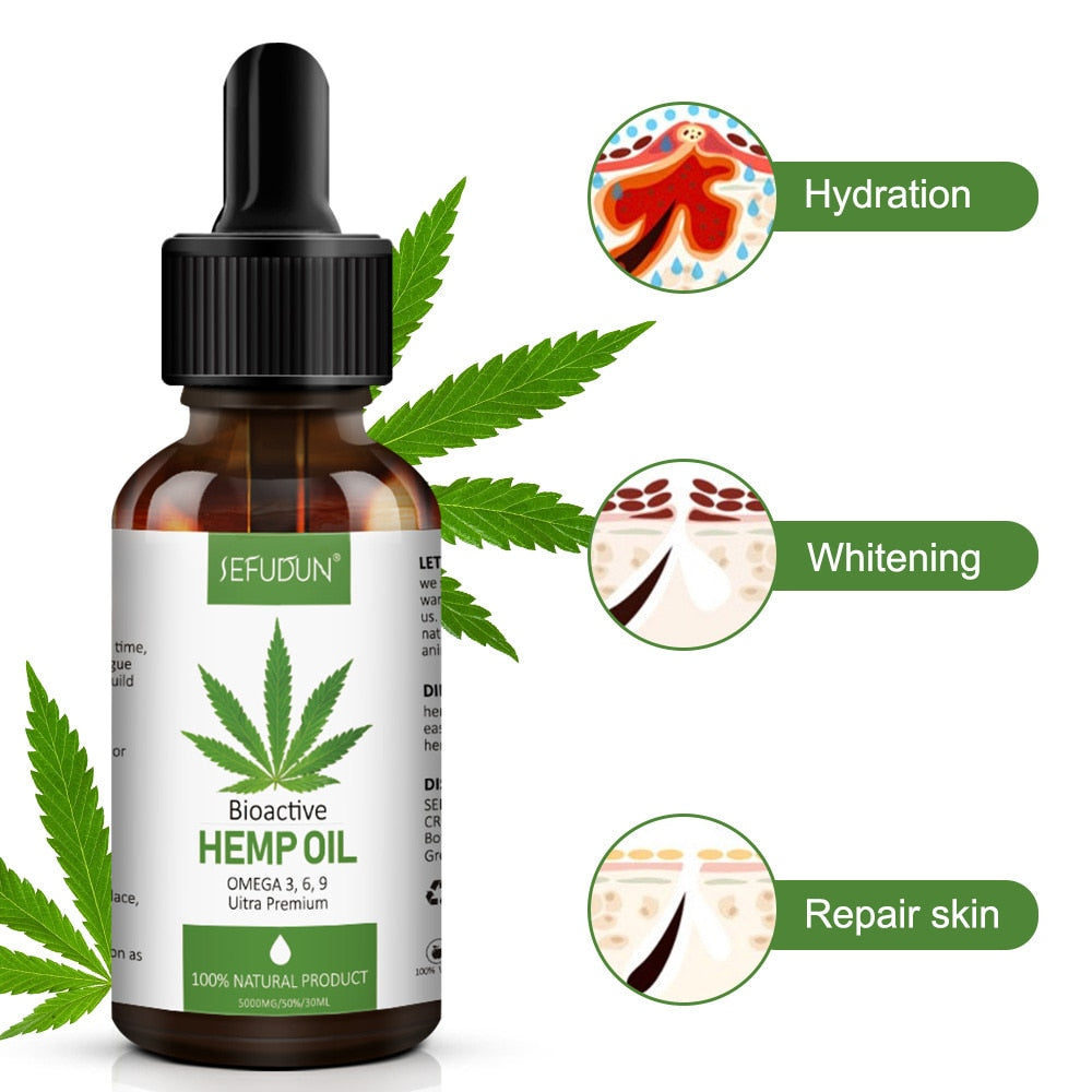 30ML 100% Premium Prue Hemp essential Oil 5000mg effective bio drop for Skin care and Relief Pain anti-anxiety and sleep better - Virtual Blue Store