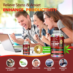 GreenPeople Bear Hemp Gummies Relieve stress & Anxiety Relief Vitamins B/E  Blend Safe and Natural Bear Fudge Office snacks - Virtual Blue Store