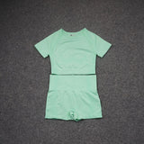 Women Seamless Yoga Set  Gym SportWear  Running  Outwork Clothing Fitness  Long  SLeeve Shirt High Waist Legging Sport Tracksuit - Virtual Blue Store