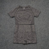 Women Seamless Yoga Set  Gym SportWear  Running  Outwork Clothing Fitness  Long  SLeeve Shirt High Waist Legging Sport Tracksuit - Virtual Blue Store