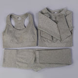 Women Seamless Yoga Set  Gym SportWear  Running  Outwork Clothing Fitness  Long  SLeeve Shirt High Waist Legging Sport Tracksuit - Virtual Blue Store