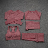 Women Seamless Yoga Set  Gym SportWear  Running  Outwork Clothing Fitness  Long  SLeeve Shirt High Waist Legging Sport Tracksuit - Virtual Blue Store