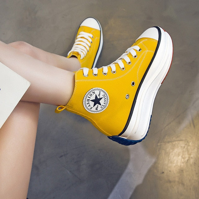 Canvas Shoes Women Fashion Trainers Women High Top Sneaker Lady Autumn Female Footwear Breathable Sneakers Platform Shoes - Virtual Blue Store