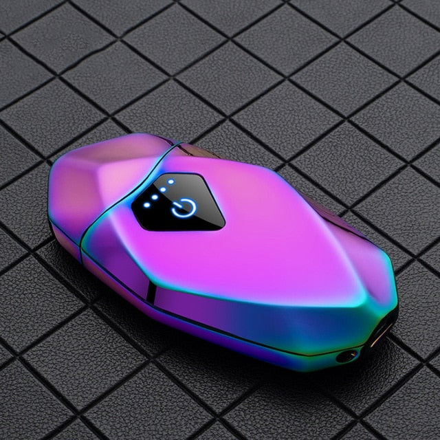 The New Diamond Rechargeable Arc Electric Lighter USB Charging Cigarette Windproof Cool Lighter Men's Gift - Virtual Blue Store