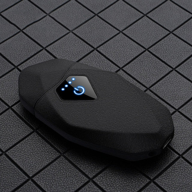 The New Diamond Rechargeable Arc Electric Lighter USB Charging Cigarette Windproof Cool Lighter Men's Gift - Virtual Blue Store