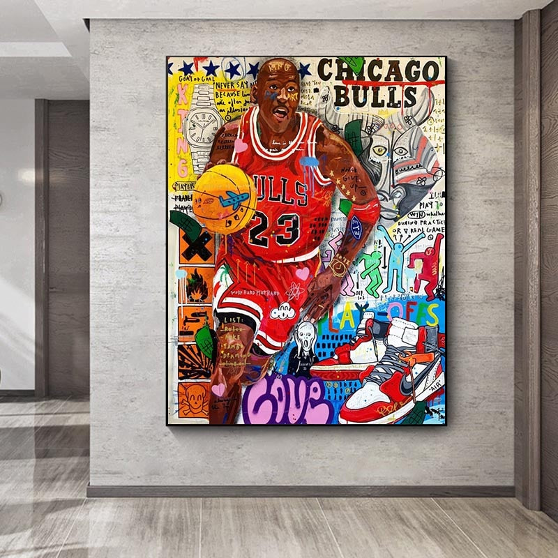 Graffiti Wall Art Famous Basketball Player Canvas Paintings on The Wall Art Street Posters and Prints for Home Cuadros Decor - Virtual Blue Store