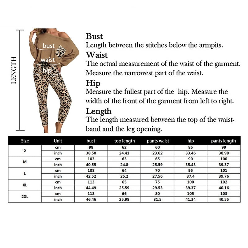 Leopard Homewear Suits Women Autumn Casual T Shirts Drawstring Sweatpants Lounge Wear Fashion Pajama Sets Elastic Sleepwear - Virtual Blue Store
