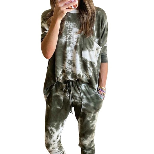 Leopard Homewear Suits Women Autumn Casual T Shirts Drawstring Sweatpants Lounge Wear Fashion Pajama Sets Elastic Sleepwear - Virtual Blue Store