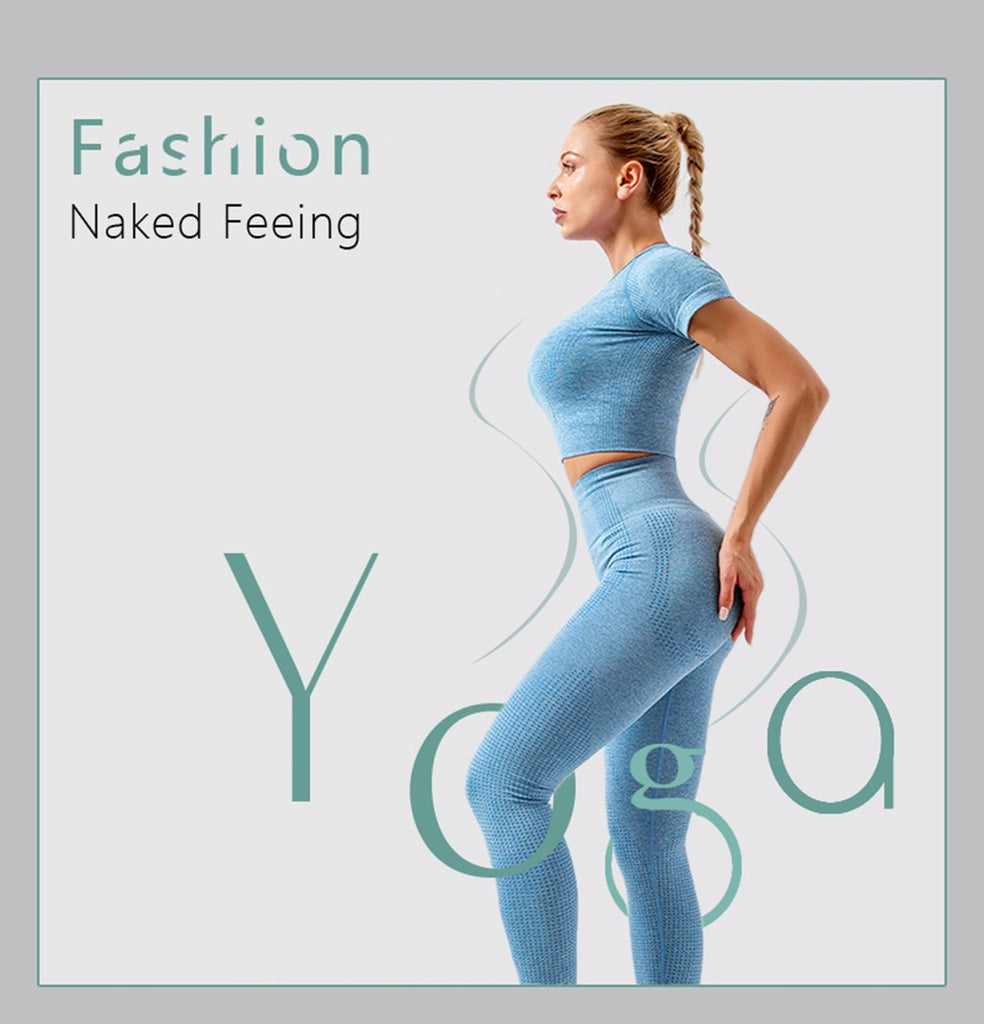 2/3/5PCS Seamless Women Yoga Set Workout Sportswear Gym Clothing Fitness Long Sleeve Crop Top High Waist Leggings Sports Suits - Virtual Blue Store