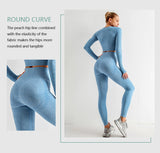 2/3/5PCS Seamless Women Yoga Set Workout Sportswear Gym Clothing Fitness Long Sleeve Crop Top High Waist Leggings Sports Suits - Virtual Blue Store