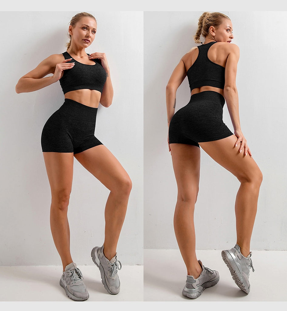 2/3/5PCS Seamless Women Yoga Set Workout Sportswear Gym Clothing Fitness Long Sleeve Crop Top High Waist Leggings Sports Suits - Virtual Blue Store