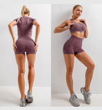 2/3/5PCS Seamless Women Yoga Set Workout Sportswear Gym Clothing Fitness Long Sleeve Crop Top High Waist Leggings Sports Suits - Virtual Blue Store