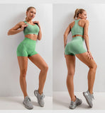 2/3/5PCS Seamless Women Yoga Set Workout Sportswear Gym Clothing Fitness Long Sleeve Crop Top High Waist Leggings Sports Suits - Virtual Blue Store