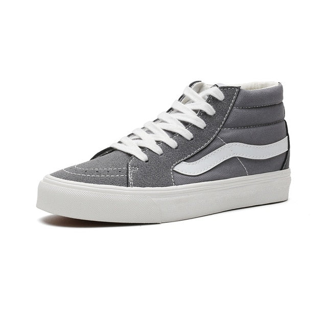 Mid High Black Shoes Men and Women Unisex High Top Grey Classic Sneakers Skateboarding Shoes - Virtual Blue Store