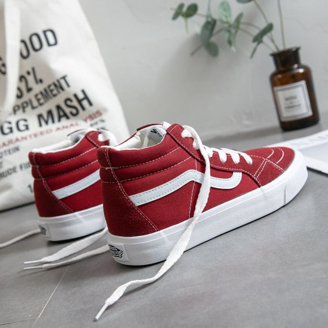 Mid High Black Shoes Men and Women Unisex High Top Grey Classic Sneakers Skateboarding Shoes - Virtual Blue Store