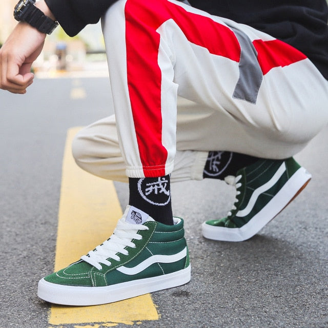 Mid High Black Shoes Men and Women Unisex High Top Grey Classic Sneakers Skateboarding Shoes - Virtual Blue Store