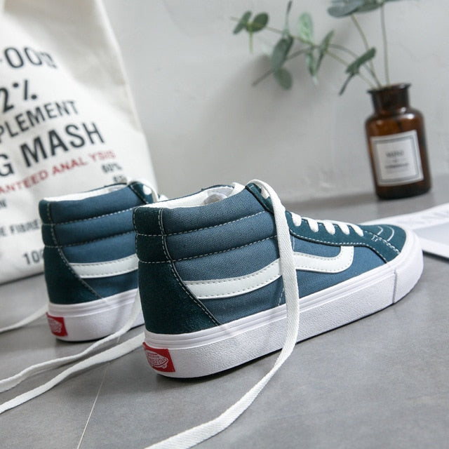 Mid High Black Shoes Men and Women Unisex High Top Grey Classic Sneakers Skateboarding Shoes - Virtual Blue Store