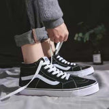 Mid High Black Shoes Men and Women Unisex High Top Grey Classic Sneakers Skateboarding Shoes - Virtual Blue Store