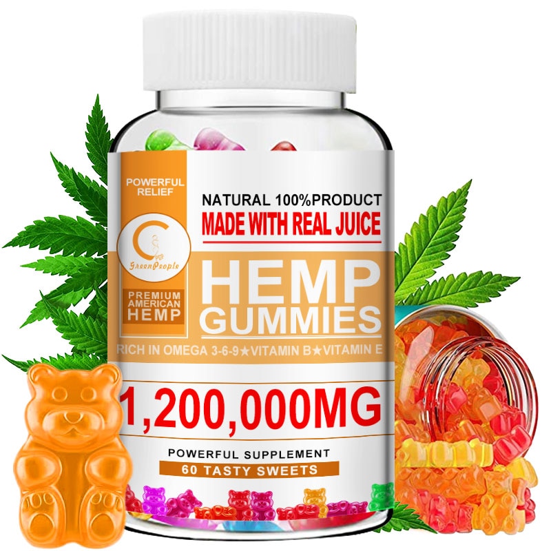 GreenPeople Hemp Gummies Apple Flavor Premium 1,200,000Mg Antidepressant Decompression Helps Sleep Rich In Vitamins&Omega 3-6-9 - Virtual Blue Store