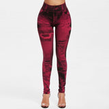 High Waist Faux Jean Leggings Slim Elastic Seamless Plus Size Skinny Pencil Pants Female Pocket Workout Running Leggings - Virtual Blue Store