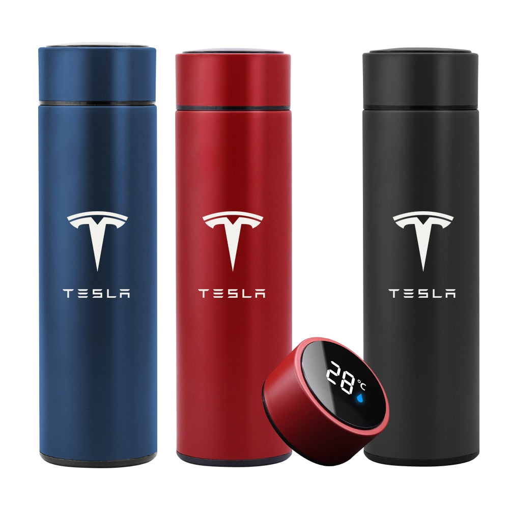 500ML Intelligent Thermos Temperature Display Customize Logo Stainless Steel Vacuum Water Cup For Tesla Model 3 2017 2018 2019 - Virtual Blue Store