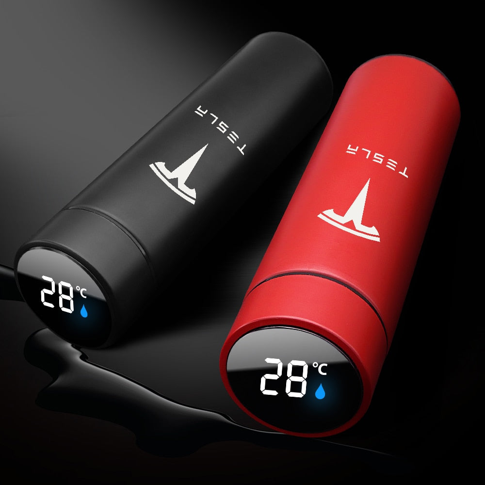 500ML Intelligent Thermos Temperature Display Customize Logo Stainless Steel Vacuum Water Cup For Tesla Model 3 2017 2018 2019 - Virtual Blue Store