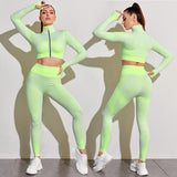 2/3PCS Seamless Women Yoga Set Workout Sportswear Gym Clothing Fitness Long Sleeve Crop Top High Waist Leggings Sports Suits - Virtual Blue Store