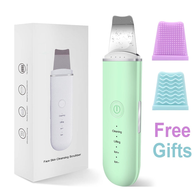 Ultrasonic Skin Scrubber Vibration Face Spatula Blackhead Remover Facial Scrubber Shovel Clean Cavitation Peeling Facial Lifting - Virtual Blue Store