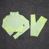 2/3PCS Seamless Women Yoga Set Workout Sportswear Gym Clothing Fitness Long Sleeve Crop Top High Waist Leggings Sports Suits - Virtual Blue Store