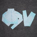 2/3PCS Seamless Women Yoga Set Workout Sportswear Gym Clothing Fitness Long Sleeve Crop Top High Waist Leggings Sports Suits - Virtual Blue Store