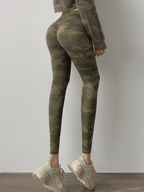 Camouflage Scrunch Butt Fitness Leggings Women Tummy Control High Waist Elastic Yoga Pants Gym Quick-Dry Squat Workout Tights - Virtual Blue Store