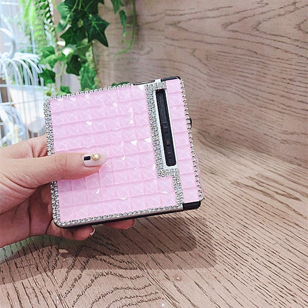 20pcs * 8.4mm Cigarette Inlaid Rhinestones Metal Cigarette Case With Inflatable Windproof Lighter Automatic Cigarette Smoking Bo - Virtual Blue Store