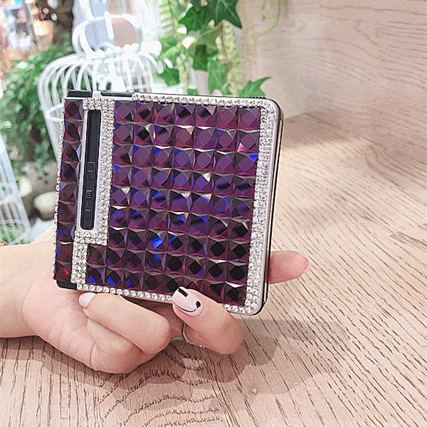 20pcs * 8.4mm Cigarette Inlaid Rhinestones Metal Cigarette Case With Inflatable Windproof Lighter Automatic Cigarette Smoking Bo - Virtual Blue Store