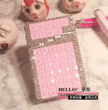 84mm Cigarette Handmade Sticky Rhinestones Metal Cigarettes Case Box With USB Chargeable Lighter - Virtual Blue Store