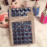 84mm Cigarette Handmade Sticky Rhinestones Metal Cigarettes Case Box With USB Chargeable Lighter - Virtual Blue Store