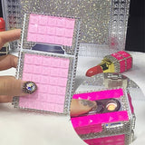 84mm Cigarette Handmade Sticky Rhinestones Metal Cigarettes Case Box With USB Chargeable Lighter - Virtual Blue Store