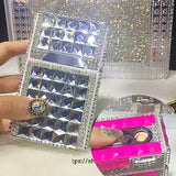84mm Cigarette Handmade Sticky Rhinestones Metal Cigarettes Case Box With USB Chargeable Lighter - Virtual Blue Store
