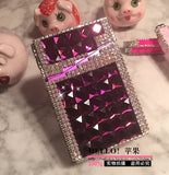 84mm Cigarette Handmade Sticky Rhinestones Metal Cigarettes Case Box With USB Chargeable Lighter - Virtual Blue Store