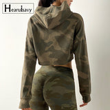 Women Camouflage Running Jacket Hooded Gym Sport Sweatshirts Femme Jogger Fitness Hoodie Long Sleeve Yoga Shirts Crop Top - Virtual Blue Store