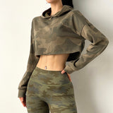 Women Camouflage Running Jacket Hooded Gym Sport Sweatshirts Femme Jogger Fitness Hoodie Long Sleeve Yoga Shirts Crop Top - Virtual Blue Store