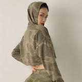 Women Camouflage Running Jacket Hooded Gym Sport Sweatshirts Femme Jogger Fitness Hoodie Long Sleeve Yoga Shirts Crop Top - Virtual Blue Store