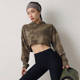Women Camouflage Running Jacket Hooded Gym Sport Sweatshirts Femme Jogger Fitness Hoodie Long Sleeve Yoga Shirts Crop Top - Virtual Blue Store