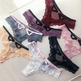 2021 Sexy Lace Panties Women Transparent Heart Low-Waist Underpant Hollow Out Thong Female Seamless G-String Underwear Lingerie - Virtual Blue Store